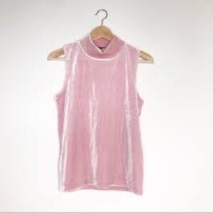 J.Crew Crushed Velvet Mockneck Turtleneck Tank Pink Small
